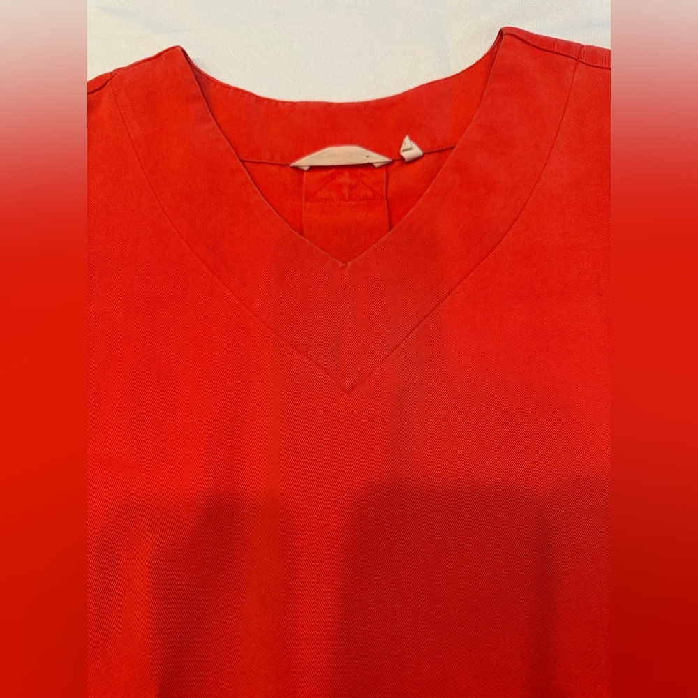 Soft Surroundings Red V‑Neck Button Accent Blouse - Picture 3 of 9